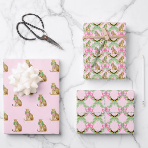Hoja De Papel De Regalo Coqueta Rosa Leopardo Navidad