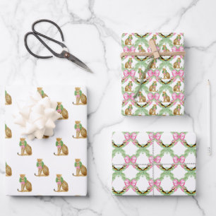 Hoja De Papel De Regalo Coqueta Rosa Leopardo Navidad