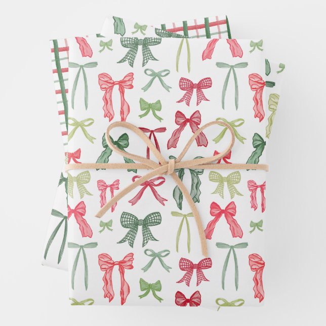Hoja De Papel De Regalo Coquette Christmas Bows Wrapping Paper Red & Green (In situ)
