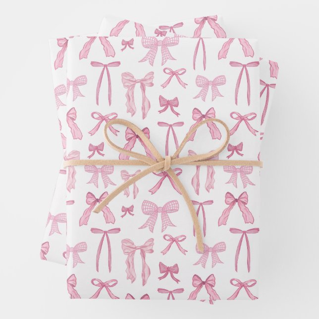 Hoja De Papel De Regalo Coquette Feminine Pink Bows & Ribbons (In situ)
