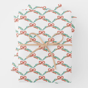 Hoja De Papel De Regalo Coquette Navidades Garland Scalloped Doodle
