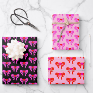 Hoja De Papel De Regalo Coquette Ribbon Pattern Red Pink Black Preppy y2k
