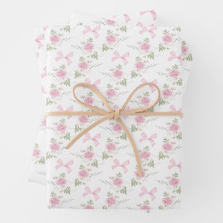 Hoja De Papel De Regalo Coquette Toile De Jouy Pink Bow