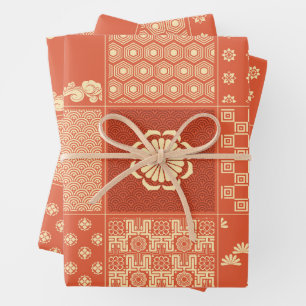 Hoja De Papel De Regalo Coral de mosaico de arte japonés