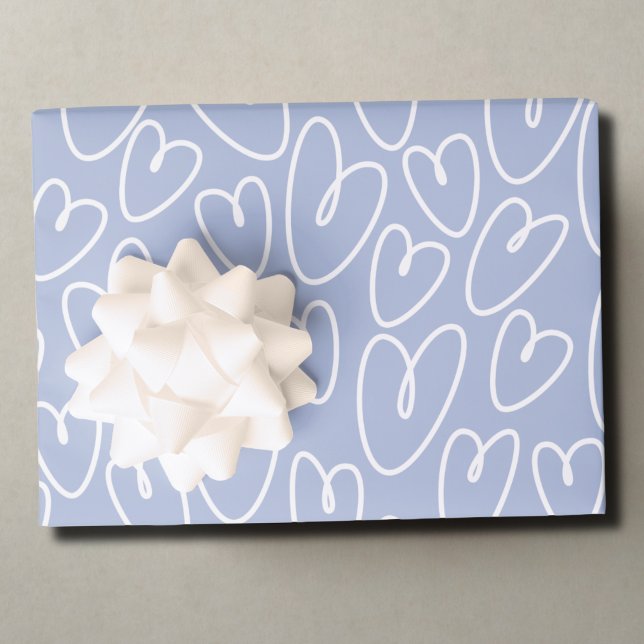 Hoja De Papel De Regalo Corazón Azul Moderno (Subido por el creador)