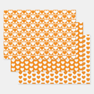 Hoja De Papel De Regalo Corazón blanco y Naranja