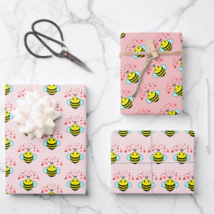 Hoja De Papel De Regalo Corazón de Amor Feliz Abeja