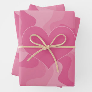 Hoja De Papel De Regalo Corazón de amor - Rosa