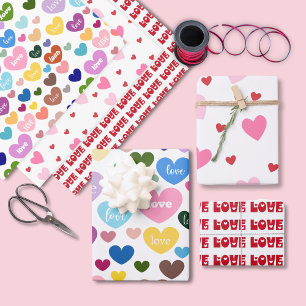 Hoja De Papel De Regalo Corazón de San Valentín rojo dulce Pastel