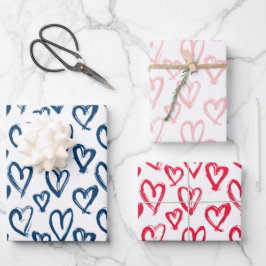 Hoja De Papel De Regalo Corazón pintado moderno