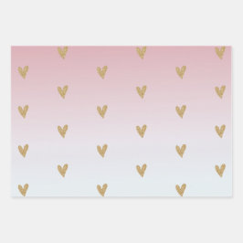 Hoja De Papel De Regalo Corazón Purpurina Ombre Blanco Rosa
