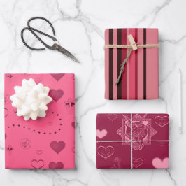 Hoja De Papel De Regalo Corazón Rojo Rosa de San Valentín Cupido