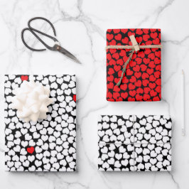 Hoja De Papel De Regalo Corazón rojo y blanco
