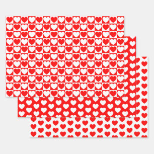 Hoja De Papel De Regalo Corazón rojo y blanco