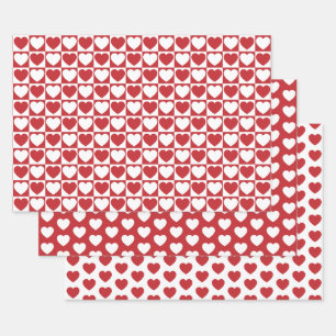 Hoja De Papel De Regalo Corazón rojo y blanco oscuro
