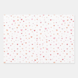 Hoja De Papel De Regalo Corazón rojo y rosa del día de San Valentín
