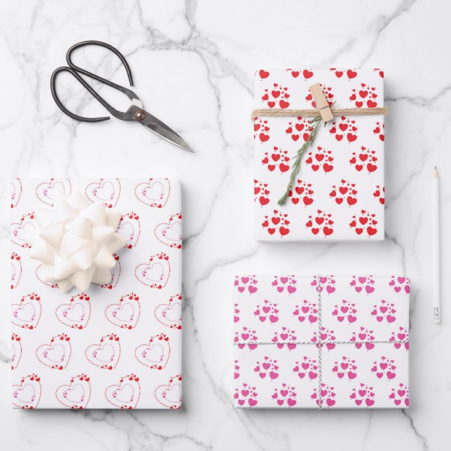 Hoja De Papel De Regalo Corazón rosa de luz roja (Anverso)