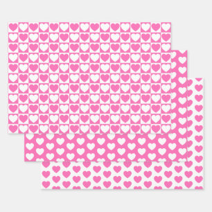 Hoja De Papel De Regalo Corazón rosa y blanco