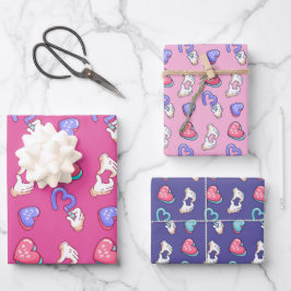 Hoja De Papel De Regalo Corazón Signo Amor Doodle Cute Día de San Valentín