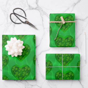 Hoja De Papel De Regalo Corazón verde con rocas de champú