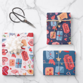 Hoja De Papel De Regalo Corazón y amor de El día de San Valentín lindo