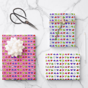 Hoja De Papel De Regalo Corazones coloridos