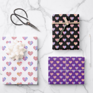 Hoja De Papel De Regalo Corazones de acuarela rosa y azul regalo coordinad