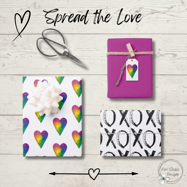 Hoja De Papel De Regalo Corazones de acuarela y XOXO (Subido por el creador)
