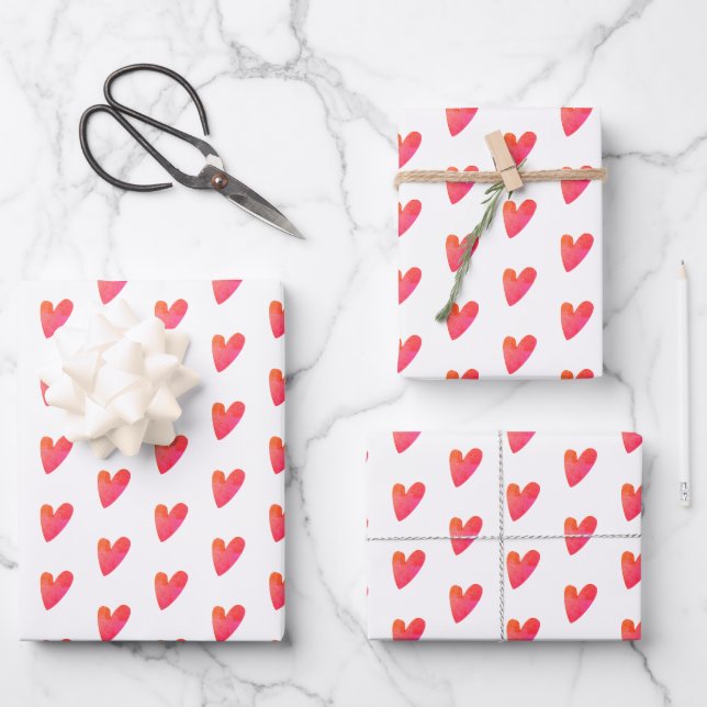 Hoja De Papel De Regalo Corazones de amor (Anverso)