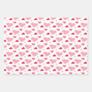 Hoja De Papel De Regalo Corazones de color rosa y blanco de Rubor femenino