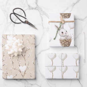 Hoja De Papel De Regalo Corazones de conejo blanco en un Baby Shower de ce