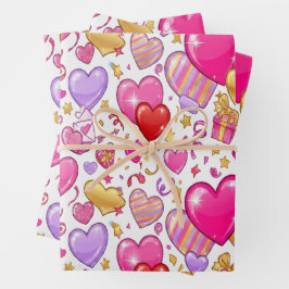 Hoja De Papel De Regalo Corazones de Confeti Vibrantes 