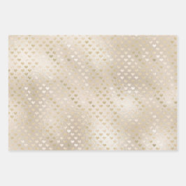 Hoja De Papel De Regalo Corazones de oro blanco