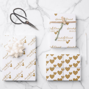 Hoja De Papel De Regalo Corazones de oro Boda personalizados