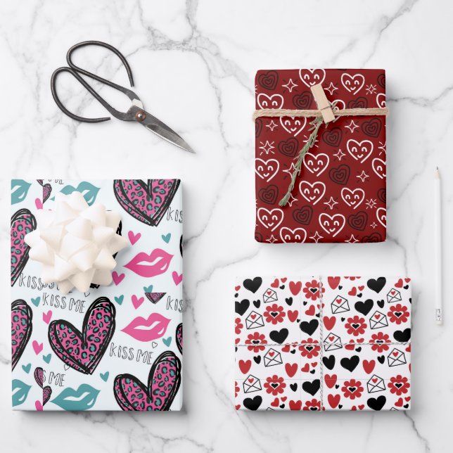 Hoja De Papel De Regalo Corazones de San Valentín (Anverso)