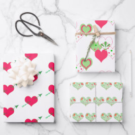 Hoja De Papel De Regalo Corazones de San Valentín variados