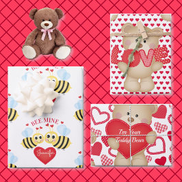 Hoja De Papel De Regalo Corazones el día de San Valentín Personalizan Nomb