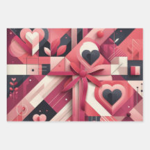 Corazones geométricos abstractos y bloques de colo