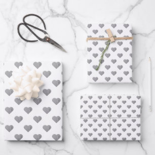 Hoja De Papel De Regalo Corazones grises pequeños simétricos de concreto s