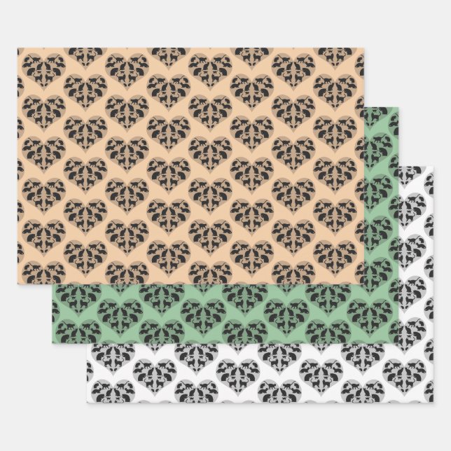 Hoja De Papel De Regalo Corazones Llenos De Gatos (Set)