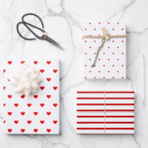Corazones Modernos Rojos y Blancos Rayas Lunares d