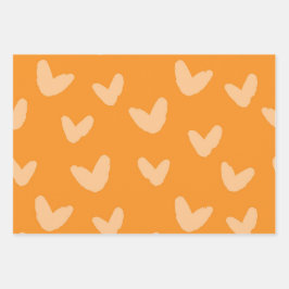 Hoja De Papel De Regalo Corazones Naranja Azul Amarillo dulce Amor Artisan