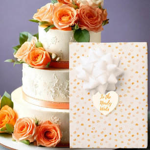 Hoja De Papel De Regalo Corazones - Naranja Oscuro sobre Naranja Claro