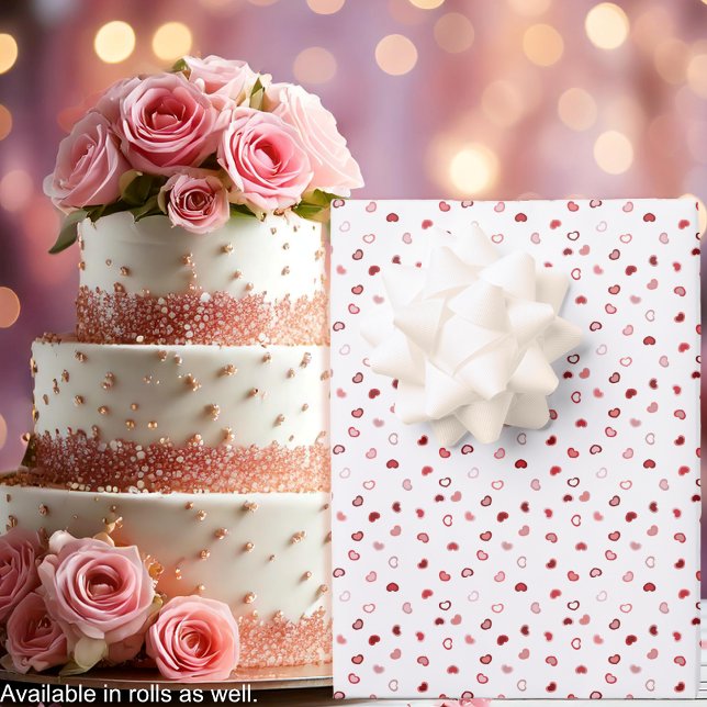 Hoja De Papel De Regalo Corazones - Ombre rojo rosado en blanco (Hearts - Pink Red Ombre on White Wrapping Paper Sheets-cake-by Leapfroglisics Shop)