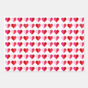 Hoja De Papel De Regalo Corazones rayados rosas rojos blancos día de San V