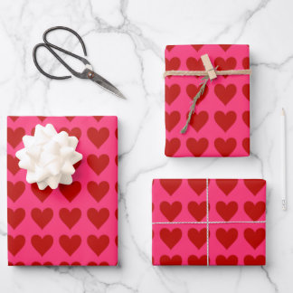 Hoja De Papel De Regalo Corazones rojos en rosa