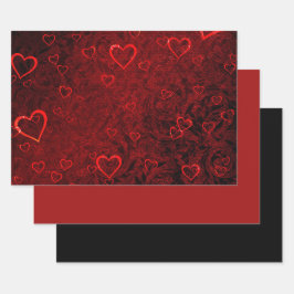 Hoja De Papel De Regalo Corazones rojos góticos negros