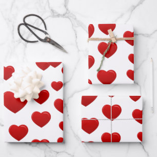 Hoja De Papel De Regalo corazones rojos valentinos
