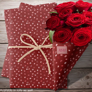 Hoja De Papel De Regalo Corazones - Rosa sobre el Ombre Rojo Oscuro