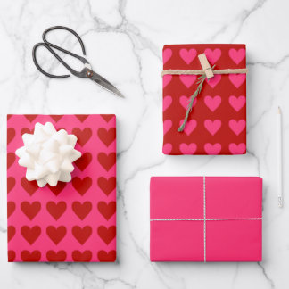 Hoja De Papel De Regalo Corazones rosa y rojo con rosa de San Valentín